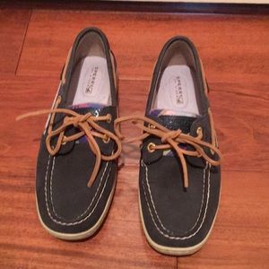 Navy and Plaid Sperry Top Siders Size 6M